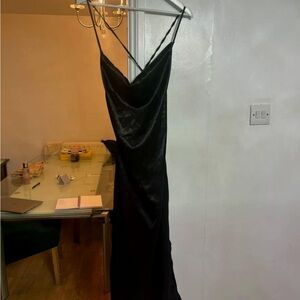 PrettyLittleThing Sleek Black Backless Gown